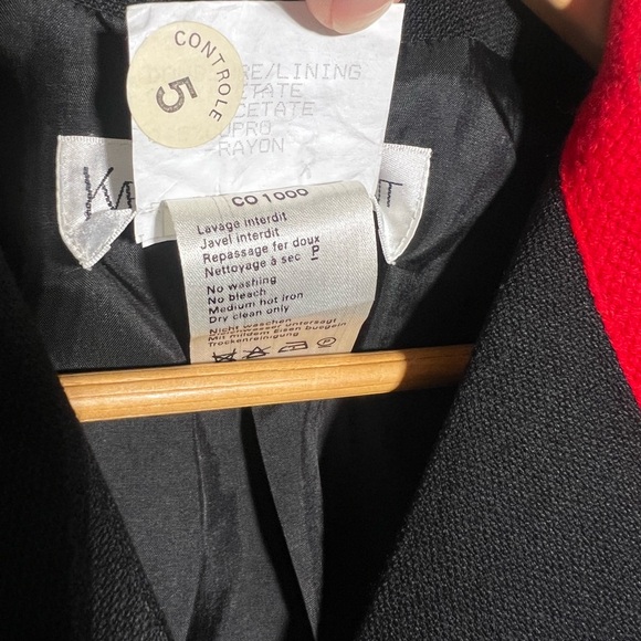 Yves Saint Laurent Encore Black And Red Blazer Made In France Size 14 Laine Wool - Picture 6 of 10